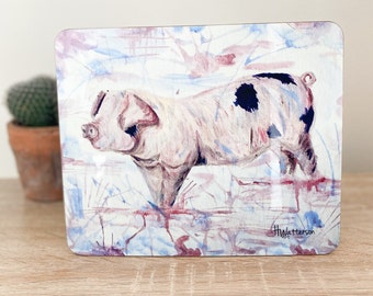 Pig Placemats , Animal placemats, Pig Art, Animal lover gift, Farm animal Placemats, H. Watterson Art