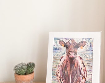 Cow art, Cow artwork, Cow print, Farm Animal Print , Friesian cows, Cow Art print, 12x10" , H Watterson Art