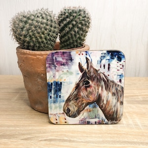 Horse Coaster, Farmhouse Drinkware, Rustic Animal Print, Country Kitchen Decor, Cute Horse Art, Barnyard Theme,