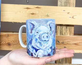 Pig Mug, mug, Pigs, tea mug, farm animals, for pig lovers, Valentine's day gift, designed by artist H.Watterson ,