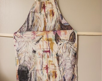 Horse Apron, Horse art, Adult Apron, horse lover gift, Horse lover gift, Animal Apron,  Valentine's Day gift,  by artist  H. Watterson Art