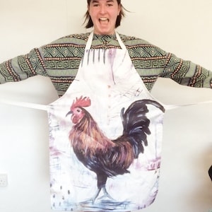 Rooster Apron, Adult Apron, Farm animal, Farm animal art, animal lover gift, Animal Apron, by artist  H. Watterson Art