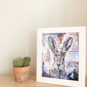 Konsttryck Ruby the Rabbit, rustik lantlig inredning, 12x10