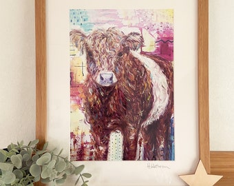 Cow art, Cow Framed Print, Cow print, Farm Animal Print , belted galloway cow, Cow Art print, Cow artwork, by artist H.Watterson Art