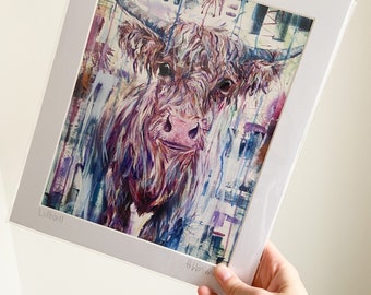 Highland Cow Art Print, Rustic Farmhouse Decor (12x10”