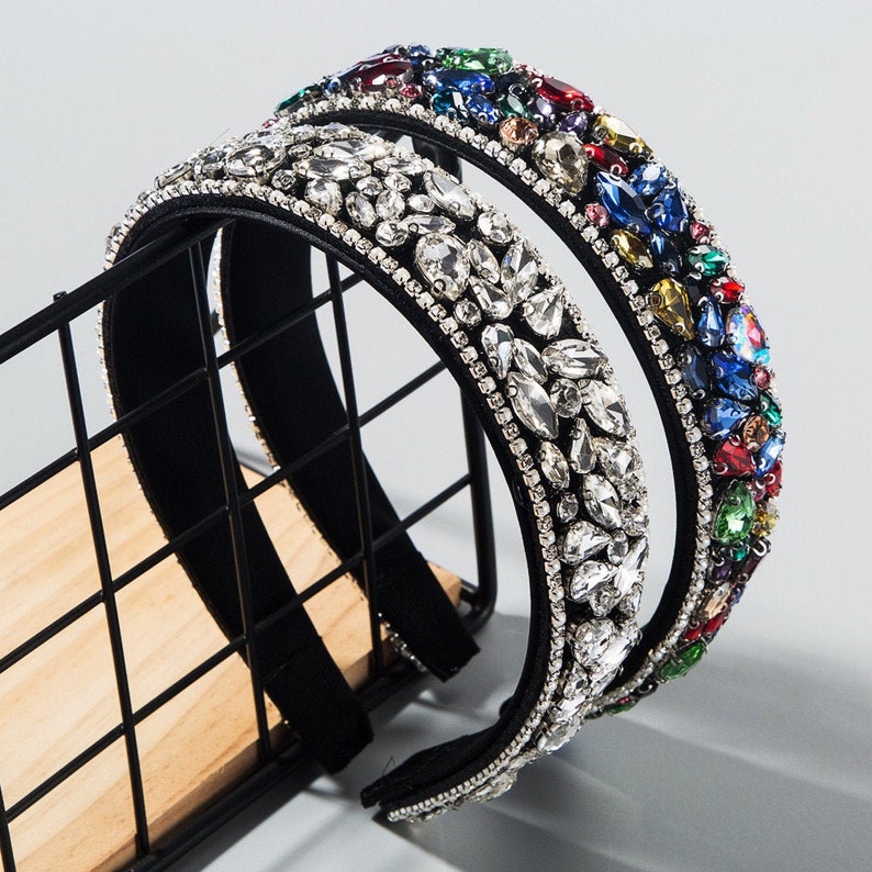 Rhinestone Decorated Shiny headband Sparkly Crystal Wide Etsy