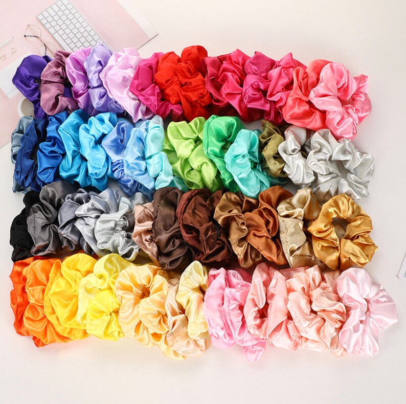 Pack of 50 Satin Scrunchies Large Hair Elastic Scrunchies Etsy
