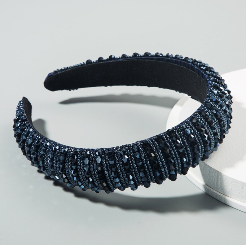 Crystal Decorated Shiny Headband Sparkly Wide Thick Padded Etsy