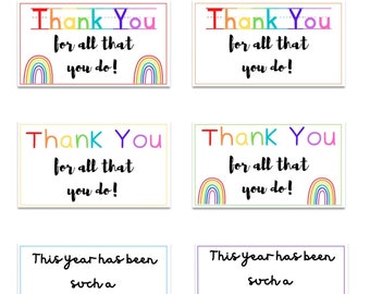 Teacher Appreciation Gift Tags - Rainbow Theme - Digital Download