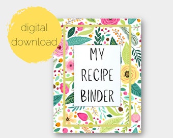 Floral Recipe Binder Divider Set - Digital Download