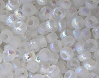 410 EUR/kg || 10g Czech seed beads 8/0 Etched Crystal Full AB