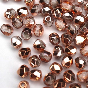 50 Crystal Capri Gold Full Czech Beads 3mm, Czech Fire Polished Faceted Glass Beads DIY Glass Cut