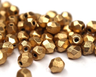 50 pieces 3 mm matt metallic flax bohemian pearls