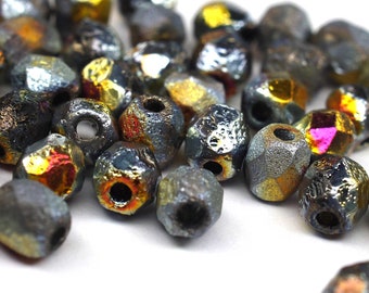 50 Crystal Etched Marea Bohemian Beads 4mm DIY Glass Beads