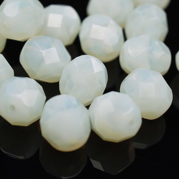 10 Milky Jonquil böhmische Perlen 8mm, tschechische feuerpolierte facettierte Glasperlen DIY Glasschliff
