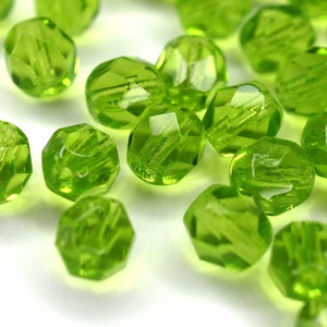 20 Olivine Bohemian Beads 6mm Czech Fire Polished Faceted Glass Beads DIY Glass Cutting