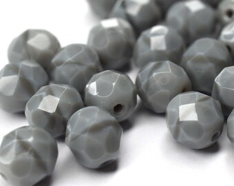 10 Coral Grey böhmische Perlen 8mm, tschechische feuerpolierte facettierte Glasperlen DIY Glasschliff