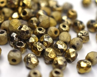 50 Crystal Etched Amber Full böhmische Perlen 3mm, tschechische feuerpolierte facettierte Glasperlen DIY Glasschliff