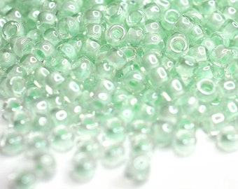 370 EUR/kg || Toho Seed Beads Inside-Color Crystal/Mint-Lined | Seed Beads DIY Jewelry, Various Sizes, 11/0, 8/0, 6/0