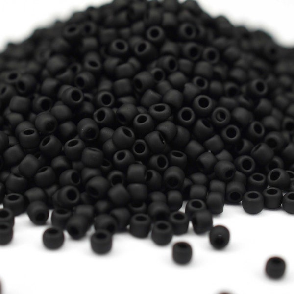 380 EUR/kg || Toho Seed Beads Jet Frosted Schwarz Matt | Seed Beads DIY Schmuck, verschiedene Größen, 11/0, 8/0, 6/0