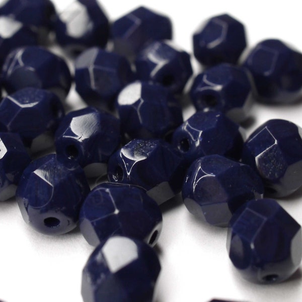 20 böhmische Perlen Navy Blue tschechische Perlen 6mm, tschechische feuerpolierte facettierte Glasperlen DIY Glasschliff