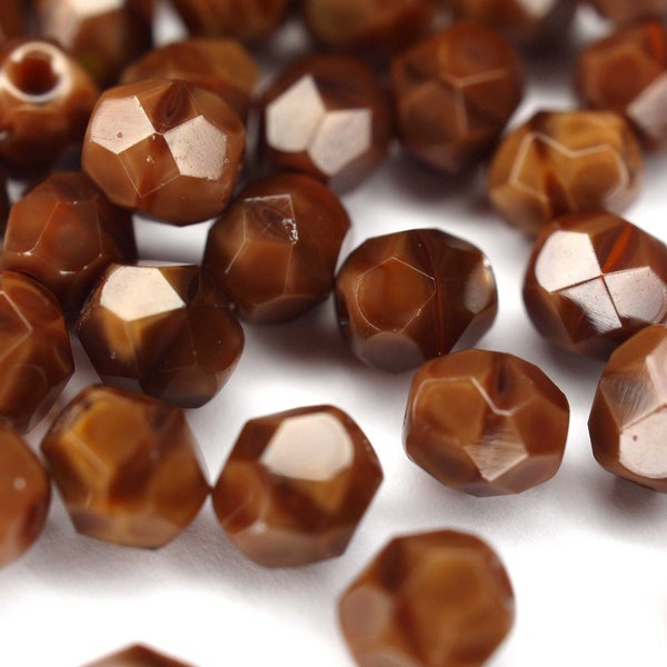 20 Dark Caramel böhmische Perlen 6mm, tschechische feuerpolierte facettierte Glasperlen DIY Glasschliff