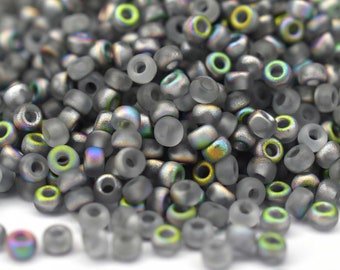 470 EUR/kg || 10g Miyuki Seed Beads Rocailles 11/0 Crystal Vitrail Matted