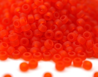 390 EUR/kg || Toho Seed Beads 11/0 Transparent-Frosted Light Siam Ruby