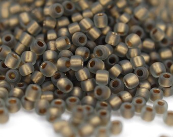 410 EUR/kg || Toho Seed Beads 11/0 Frosted Gold-Lined Black Diamond
