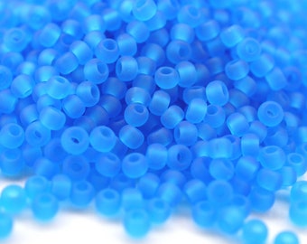 390 EUR/kg || Toho Seed Beads 11/0 Transparent-Frosted Dark Aquamarine