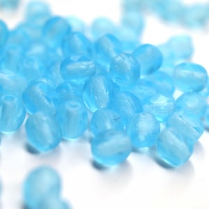 50 Matte Aquamarine Bohemian Beads 4mm Czech Fire Polished Faceted Glass Beads DIY Glass Cutting