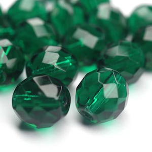 10 Emerald Tsjechische kralen 10 mm Tsjechische vuurgepolijste gefacetteerde glaskralen DIY glas gesneden
