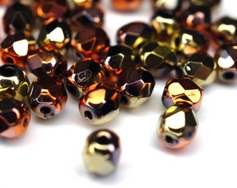 50 Stück 4mm Jet California Gold Rush böhmische Perlen
