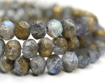 20 5 x 7mm Crystal Iced Golden Rainbow Rondelle - Bohemian Beads, Czech Fire Polished Faceted Glass Beads DIY Glass Cuts