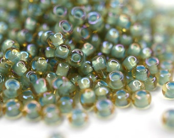 380 EUR/kg || Toho Seed Beads Inside-Color Rainbow Lt Topaz/Sea Foam-Lined | Seed Beads DIY Schmuck, verschiedene Größen, 11/0, 8/0, 6/0