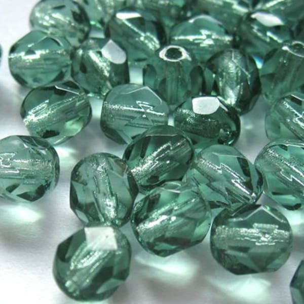 20 Moss Green Bohemian Beads 6mm Czech Fire Polished Faceted Glass Beads DIY Glass Cutting