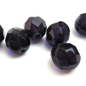 10 Tanzanite Bohemian Beads 8mm Czech Fire Polished Faceted Glass Beads DIY Glass Cutting