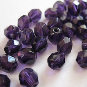 20 Tanzanite Bohemian Beads 6mm Czech Fire Polished Faceted Glass Beads DIY Glass Cutting