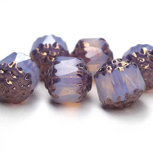 8mm White Opal Bronze Bohemian Baroque Glass Beads, 6pcs Beads DIY