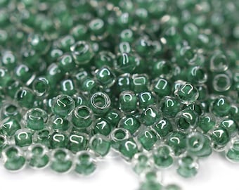 380 EUR/kg || Toho Seed Beads Inside-Color Crystal/Emerald-Lined | Seed Beads DIY Schmuck, verschiedene Größen, 11/0, 8/0, 6/0