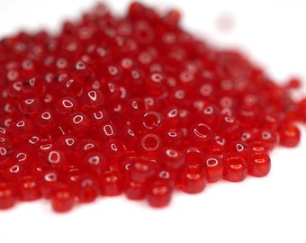 360 EUR/kg || Toho Seed Beads Transparent Ruby | Seed Beads DIY Schmuck, verschiedene Größen, 11/0, 8/0, 6/0