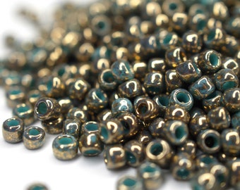 540 EUR/kg || Toho Seed Beads Gilded Marble Turquoise | Seed Beads DIY Schmuck, verschiedene Größen, 11/0, 8/0, 6/0