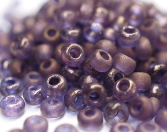 420 EUR/kg || 10g Czech Seed Beads, 6/0 Crystal Etched Lila Vega Luster, Rocailles Schmuck DIY, Mini-Perlen