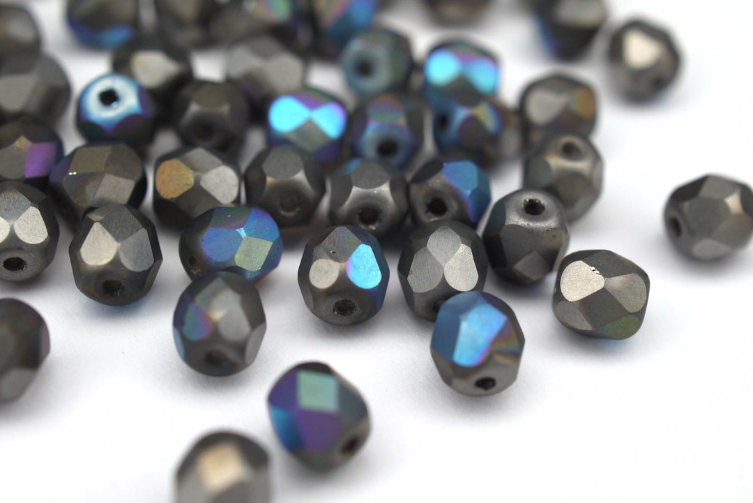 100 Perles Facettes De Bohême 4mm Couleur California Graphite - Marque Preciosa - France