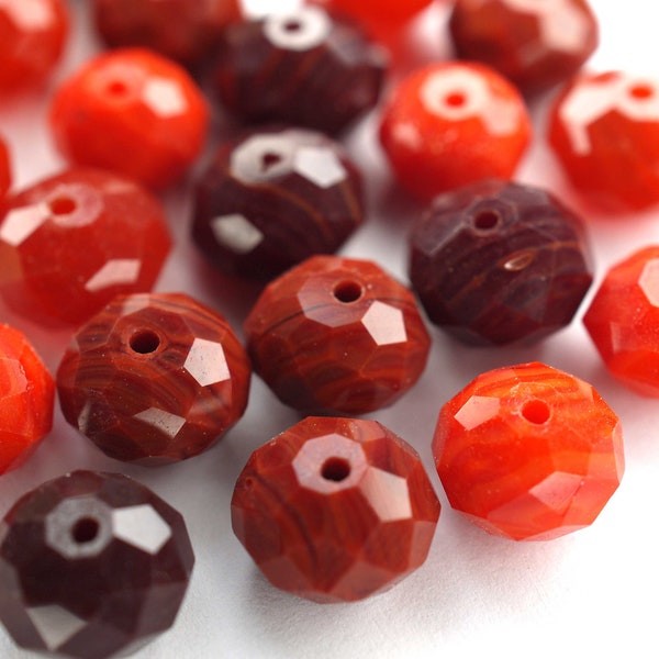 Perlenmix Schliffperlen Mix Indien - Rot Facettierte Perlen Schliffperlen Bunter Mix / made in India