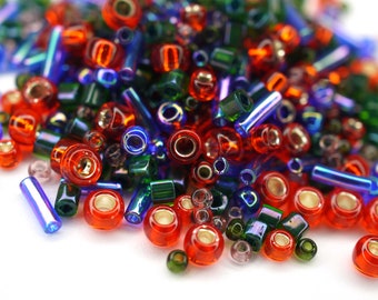 400 EUR/kg || Toho Seed Bead Mix Shousei Red Green Blue 10g