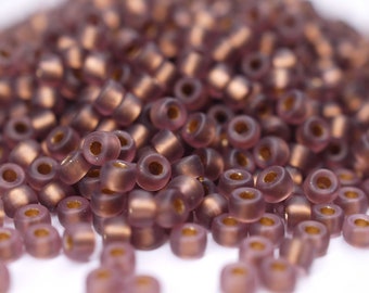 410 EUR/kg || 10g Czech Seed Beads Matubo, 8/0 Matte Amethyst Bronze Ice Lined, Rocailles Schmuck DIY, Mini-Perlen