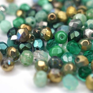 50 Mix Mint Aqua Turquoise Bohemian Pearls 4 mm, Czech Fire Polished Faceted Glass Beads DIY Glass Cut 4 mm Bild 9