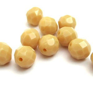 10 Ivory Bohemian Beads 8mm Czech Fire Polished Faceted Glass Beads DIY Glass Cutting