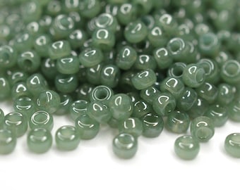 410 EUR/kg || 10g Miyuki Seed Beads Rocailles 8/0 Sage Green